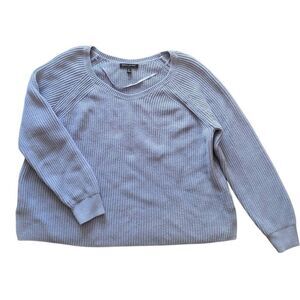 Banana Republic Sweater Women's XL Powder Blue Combed Cotton Ribbed Scoop